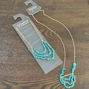 SUGARFIX Turquoise and Gold Layered Necklace